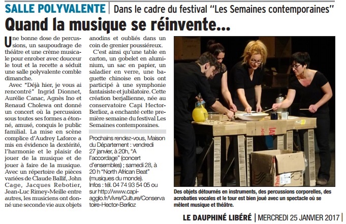 coupure presse Spectacle - Semaines contemporaine 2017 Bourgoin-Jailleu